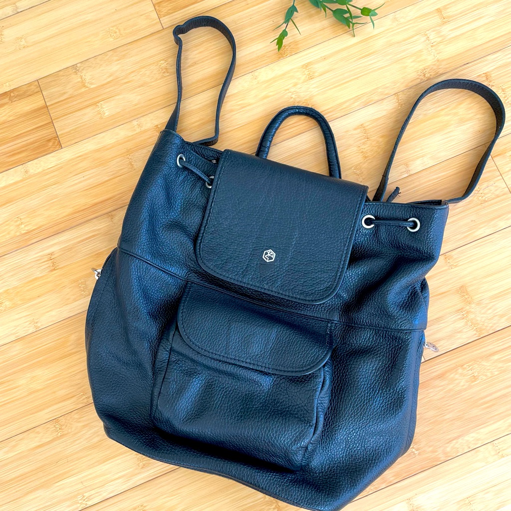 Y2k Valentina Black Pebble Leather Backpack